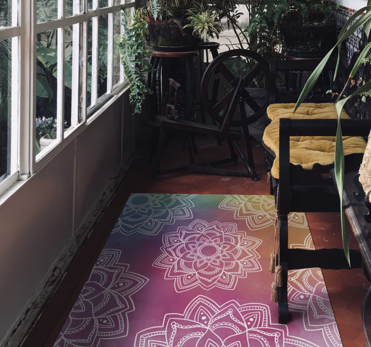 Rainbow colour background mandala vinyl rug - TenStickers