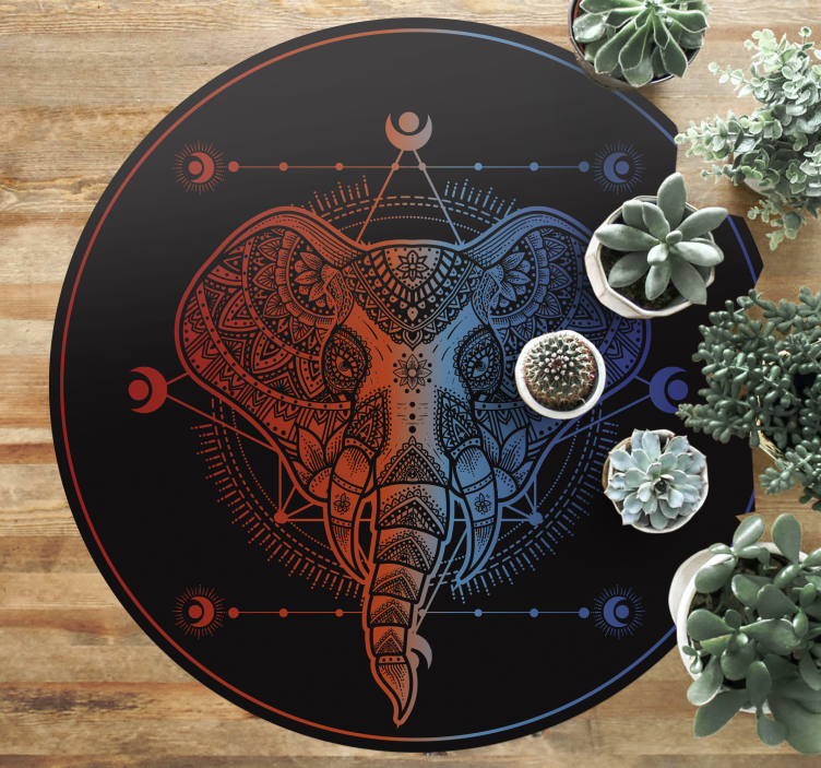 Mandala rug with elephant artwork - TenStickers
