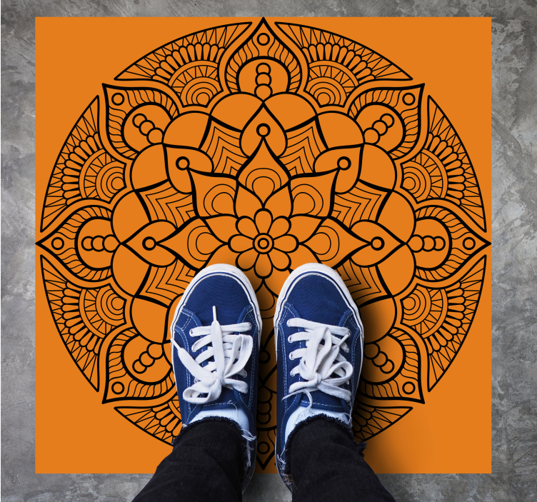 Mandala rug with orange mandala pattern - TenStickers