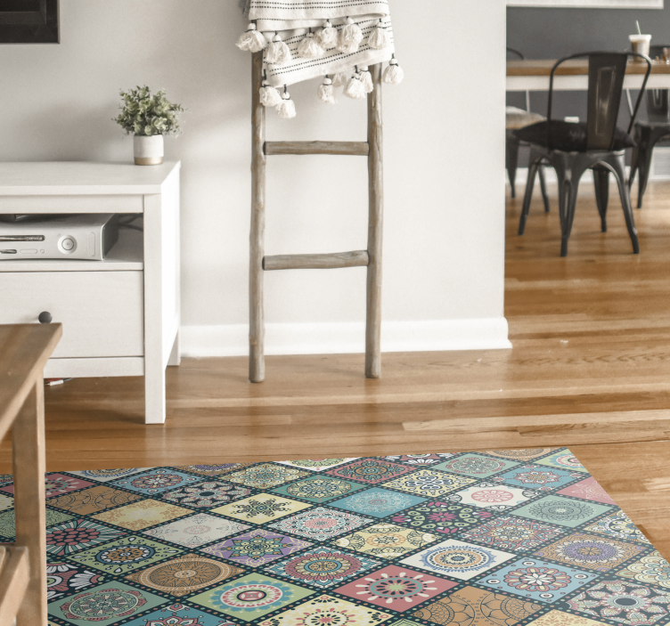 Colourful tiles mandala vinyl rug - TenStickers