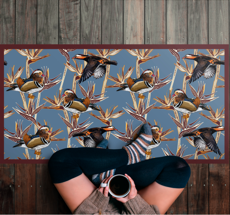Mandarin Duck Pattern animal mat - TenStickers