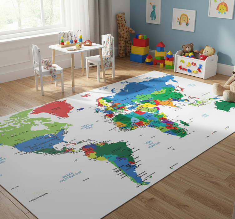 Map rug carte du monde en couleur - TenStickers