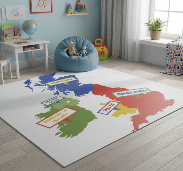 Map rug educational uk map vinyl rug - TenStickers