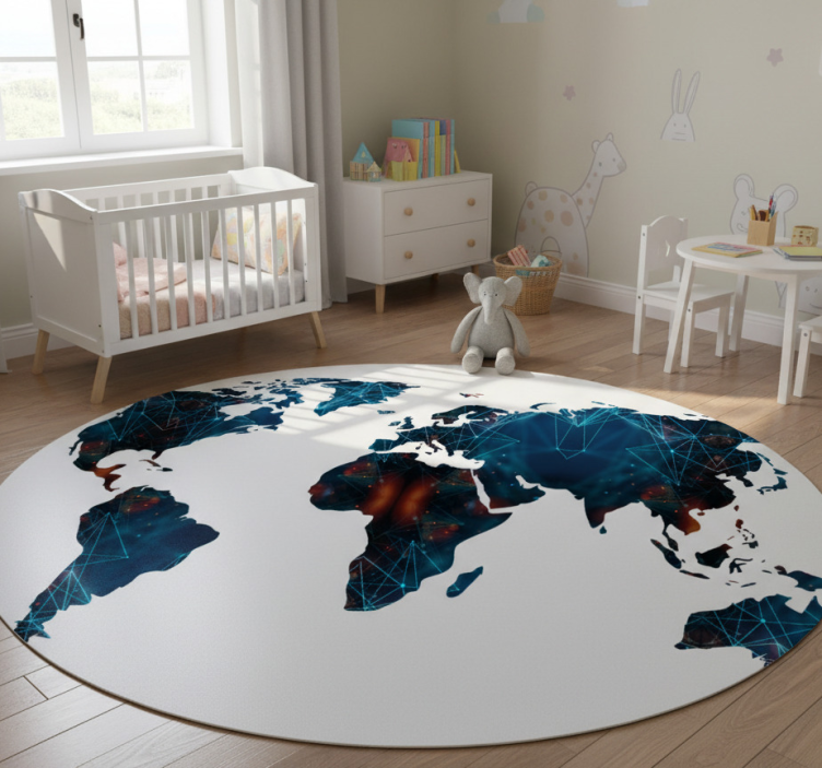 Map rug geometrical world map design - TenStickers