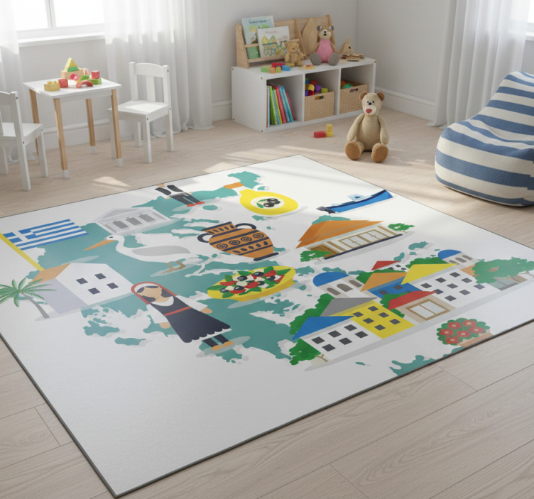 Map rug greece and islands illustration map - TenStickers
