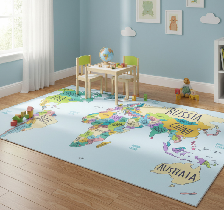 Map rug political world map - TenStickers
