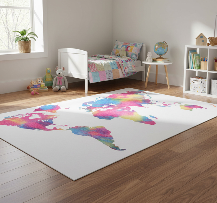 Map rug world map tie dye - TenStickers
