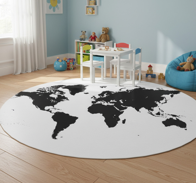 Map rug world map vinyl decor - TenStickers