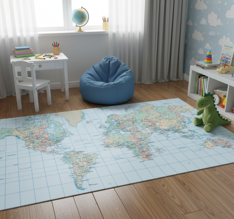 Map rug world map vinyl with time zones - TenStickers