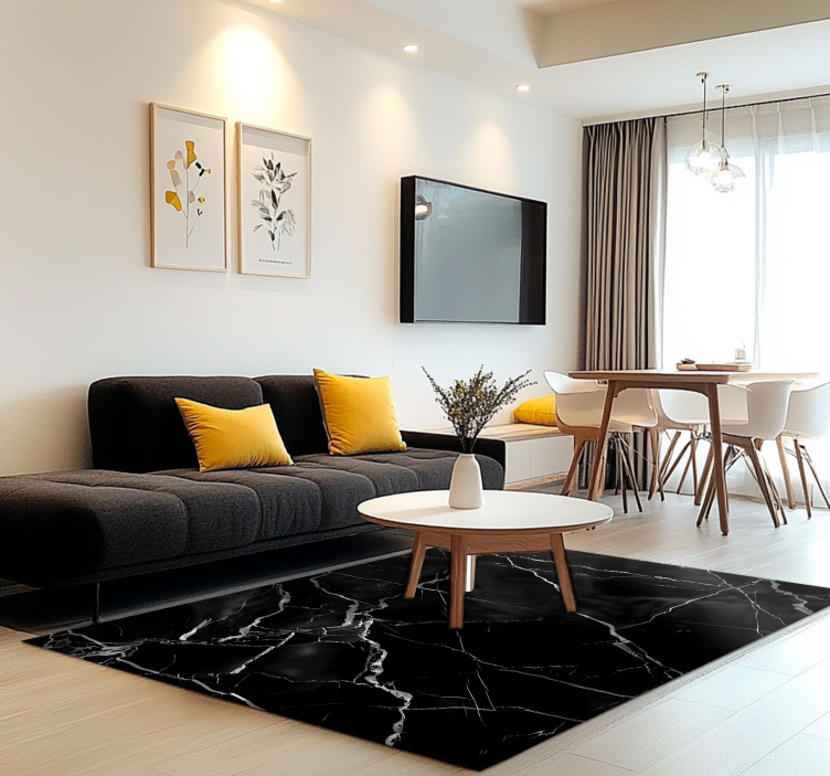 Marble imitation black rug - TenStickers