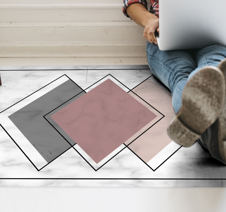 Marble rug with geometric patterns - TenStickers