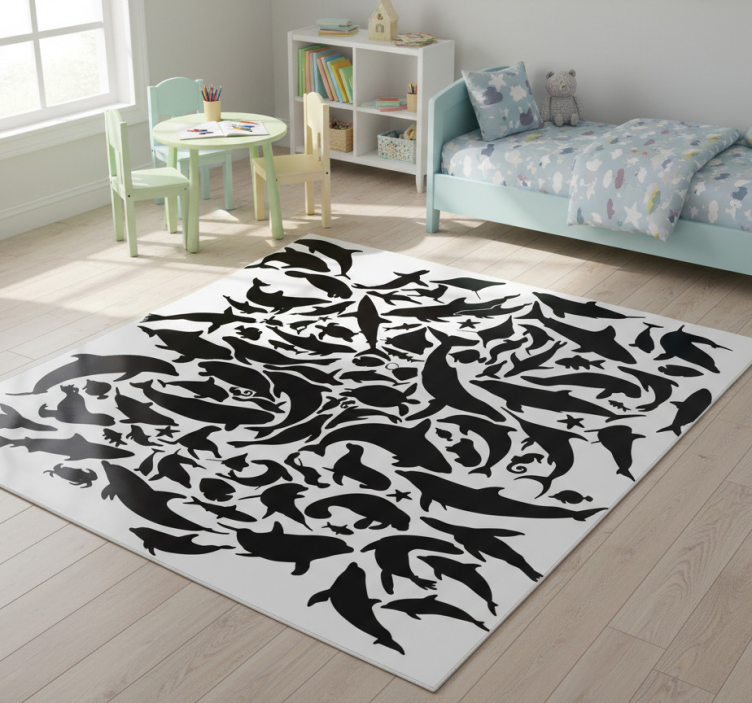 Marine black animals animal mat - TenStickers