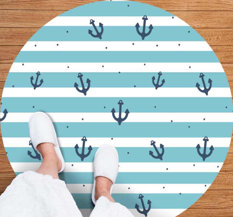 Blue maritime stripes bathroom mat - TenStickers