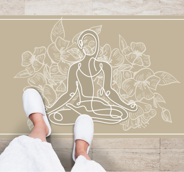 Meditative Floral Silhouette nature rug - TenStickers