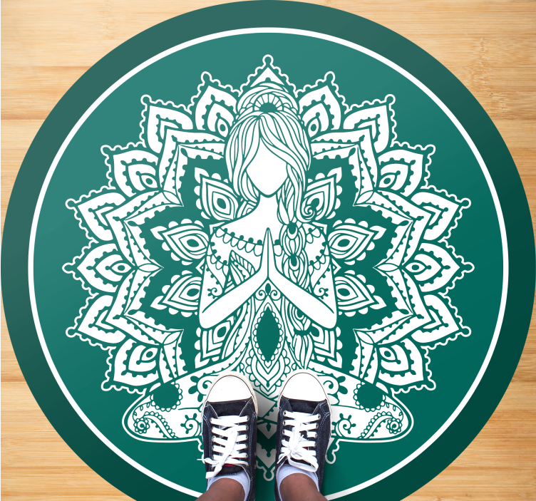 Meditative green art mandala rug - TenStickers