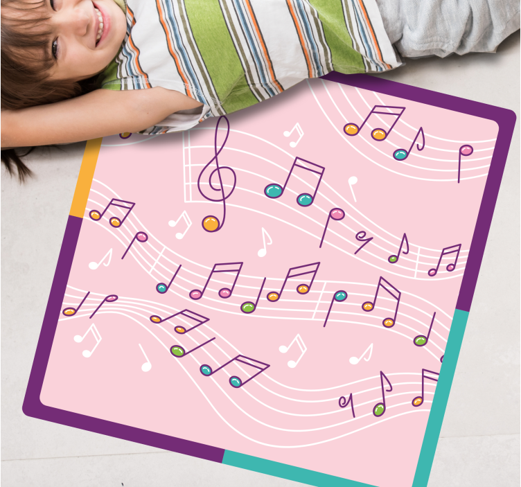 Melodic Notes Theme teenage bedroom rug - TenStickers