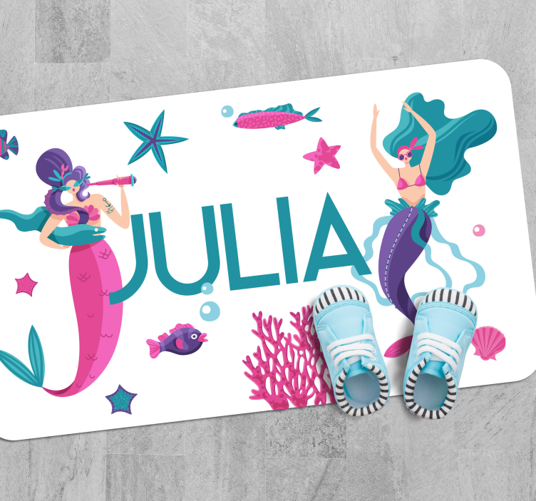 Mermaid adventure with name kids rug - TenStickers