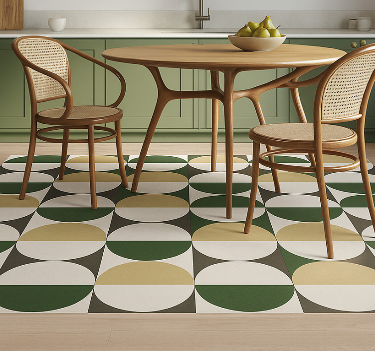 Mid-Century Circular Pattern dining room rug - TenStickers