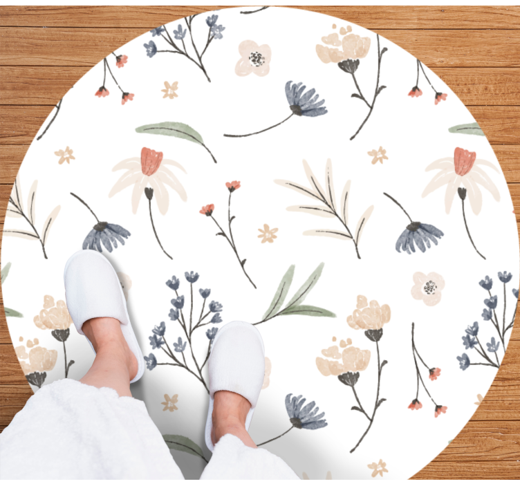 Minimalist elegant design floral rug - TenStickers