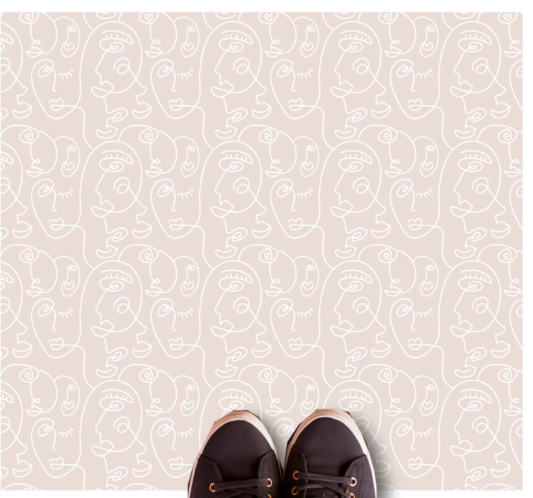 Minimalist Line Faces modern rug - TenStickers