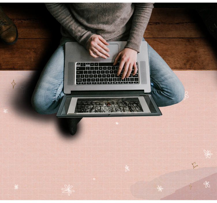 Minimalistic beige design star rug - TenStickers