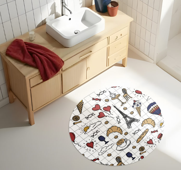 Minimalistic Paris design bathroom mat - TenStickers