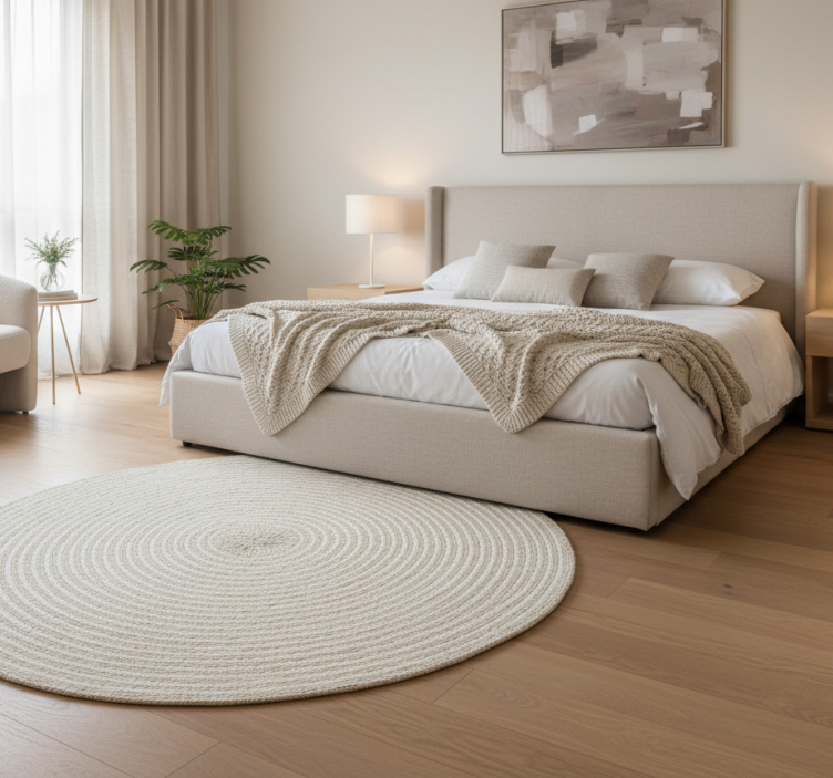 Minimalistic rug circular cream woven spiral - TenStickers