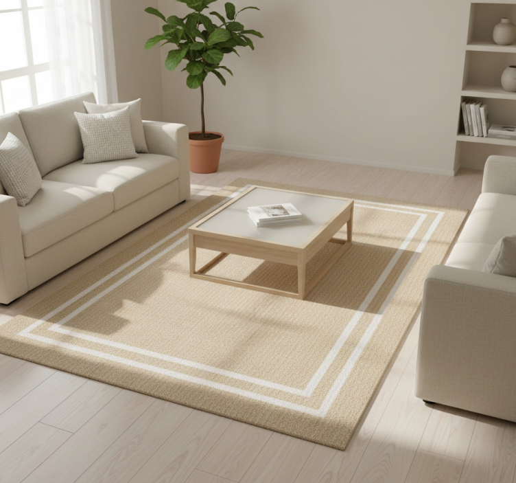 Minimalistic rug in natural woven tan texture - TenStickers