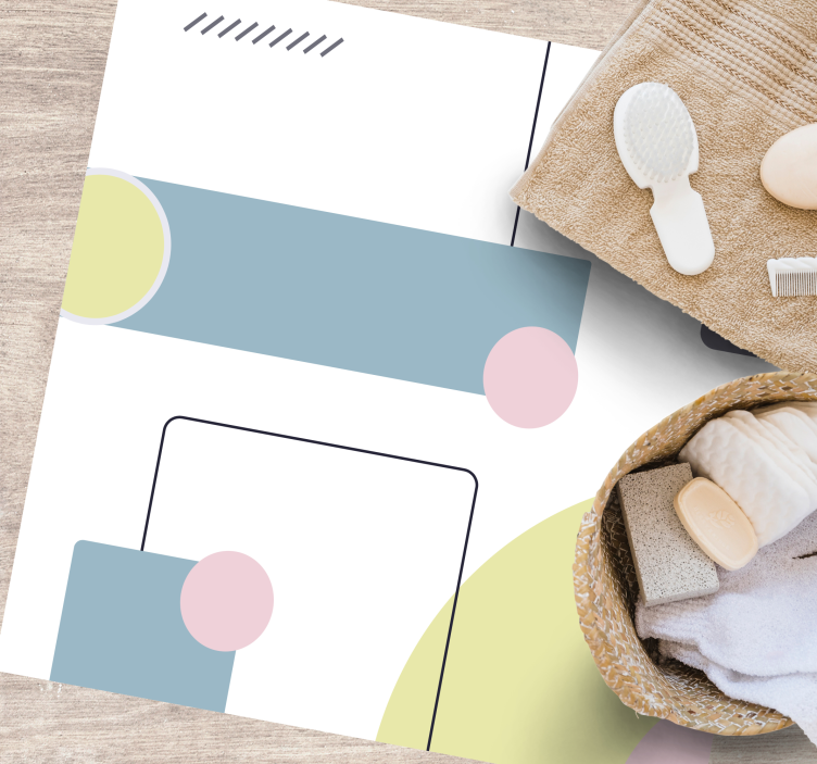 Minimalistic rug with abstract pastel shapes - TenStickers