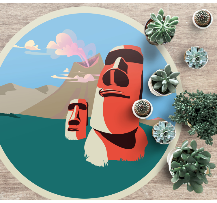 Moai Statues Illustration map rug - TenStickers
