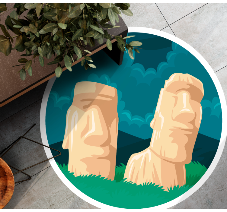 Moai Statues Silhouette map rug - TenStickers
