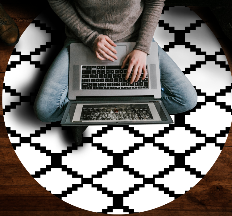 Modern black and white geometric rug - TenStickers