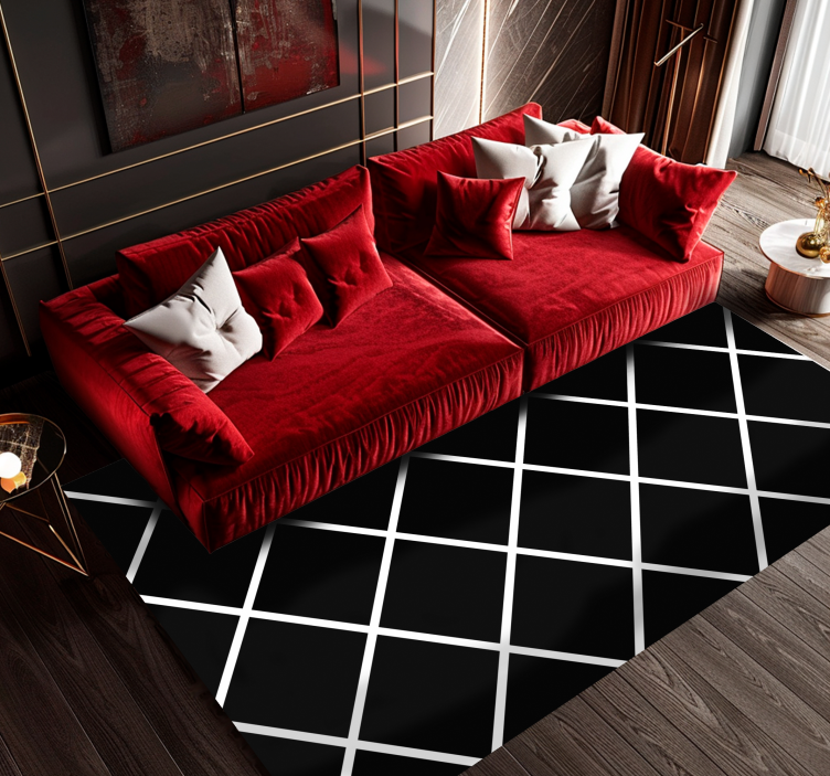 Modern geometric lines black rug - TenStickers