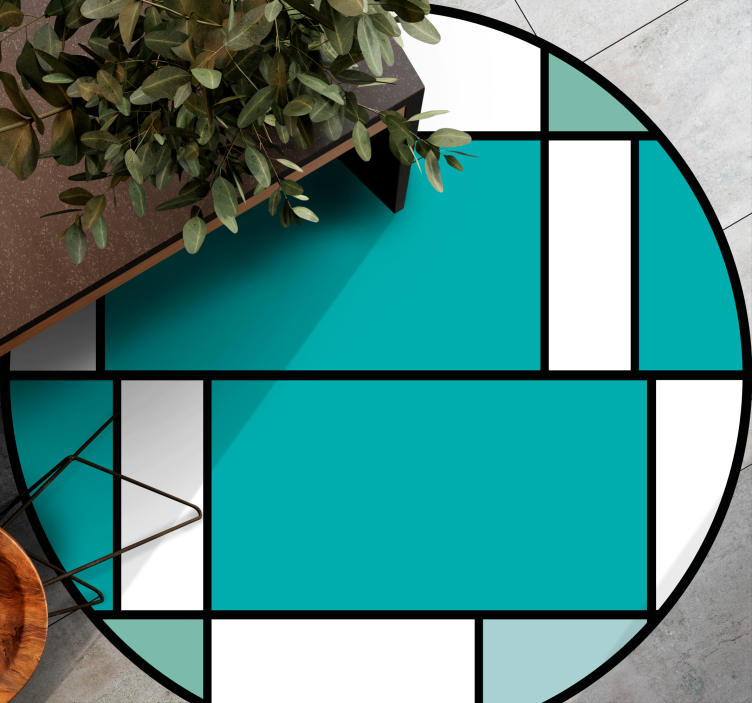 Modern rug with geometric turquoise design - TenStickers