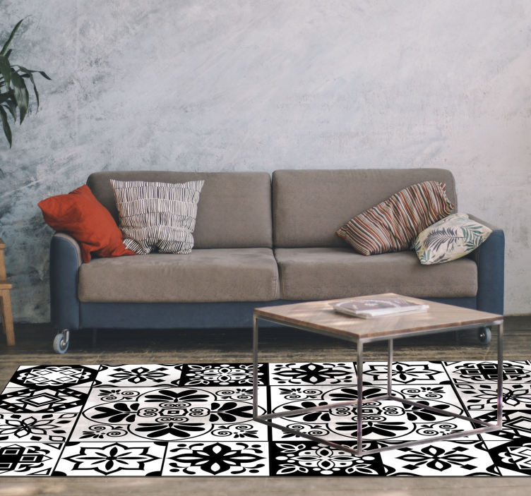 Mono colour mandala vinyl rug - TenStickers