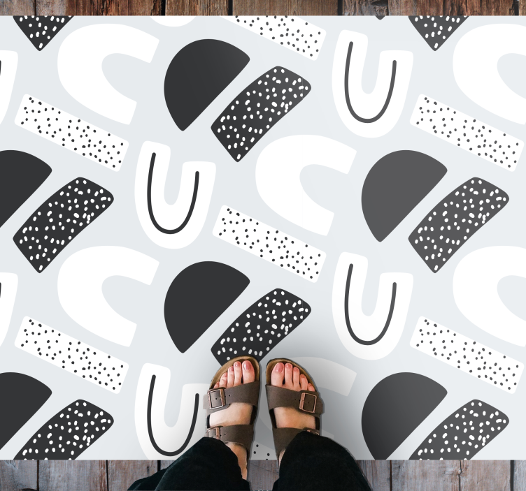 Monochrome Abstract Shapes nursery rug - TenStickers