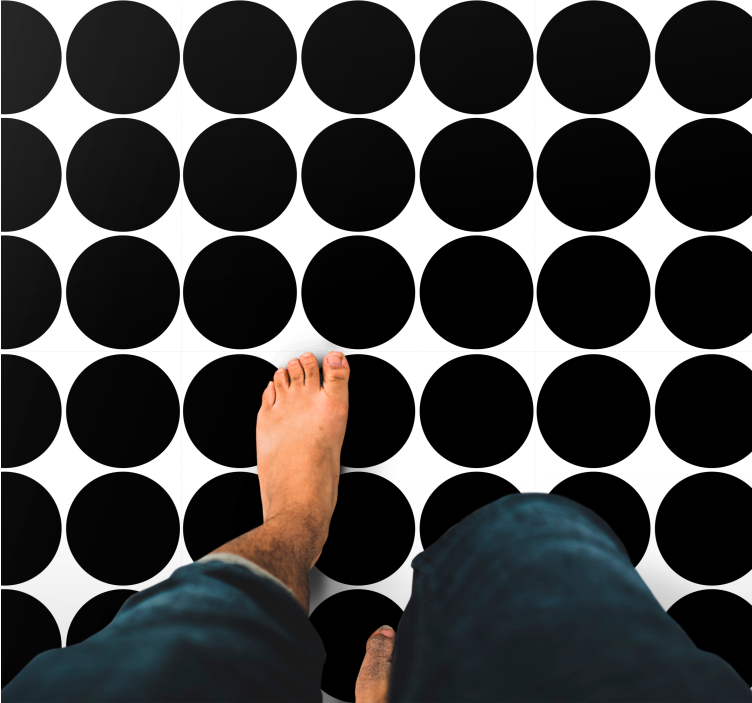 Monochrome Circle Pattern geometric rug - TenStickers