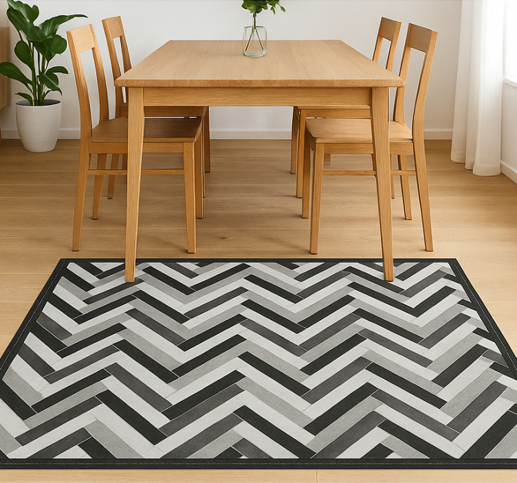 Monochrome Parquet Style dining room rug - TenStickers