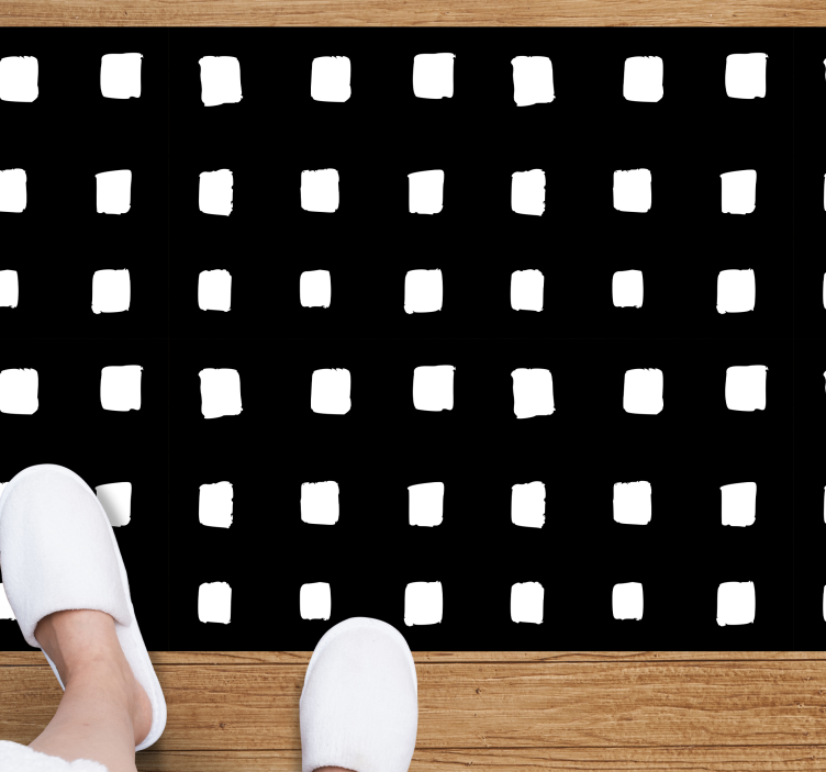 Black and white square pattern minimalistic rug - TenStickers