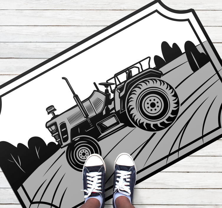 Monochrome Tractor kids rug - TenStickers