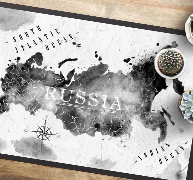 Monochrome World Map map rug - TenStickers