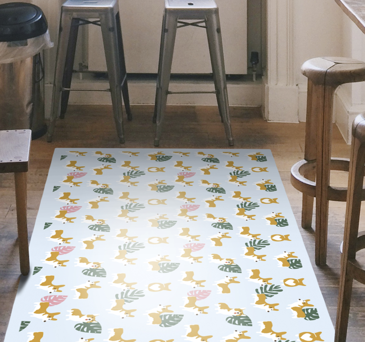 Monstera and dogs animal mat - TenStickers