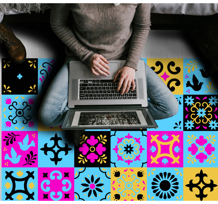 Mosaic rug colorful pattern mosaic - TenStickers