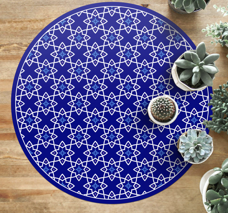 Mosaic rug in azure floral design - TenStickers