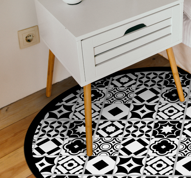 Mosaic rug in monochrome design - TenStickers