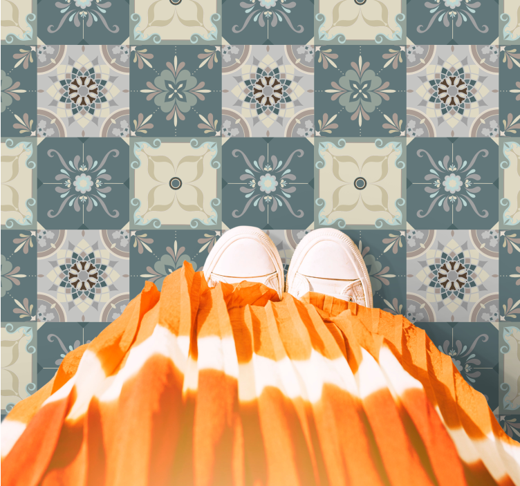 Mosaic rug with floral mosaic design - TenStickers