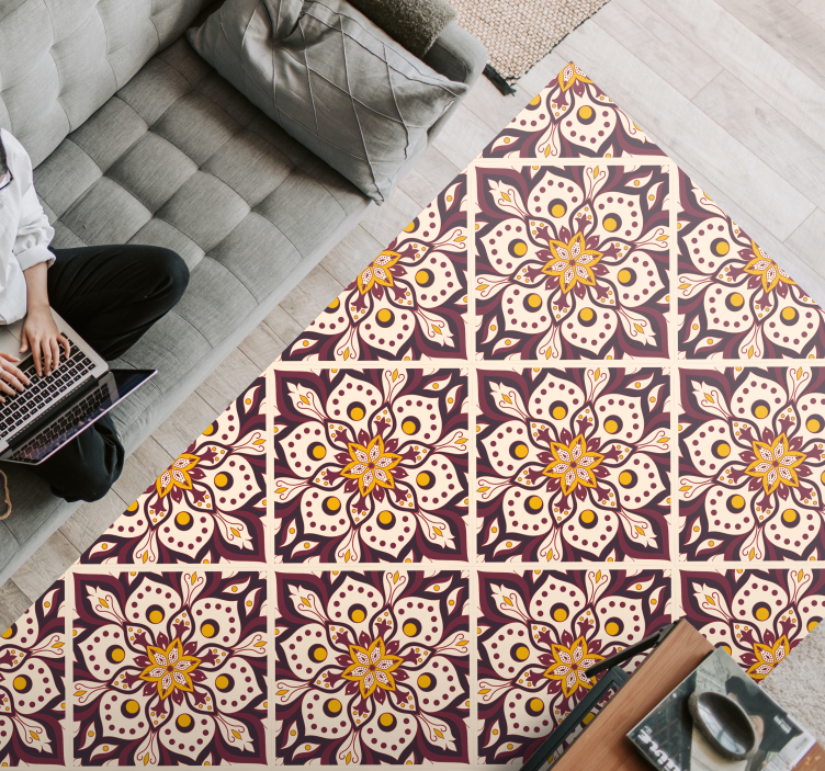 Mosaic rug with mandala mosaic pattern - TenStickers