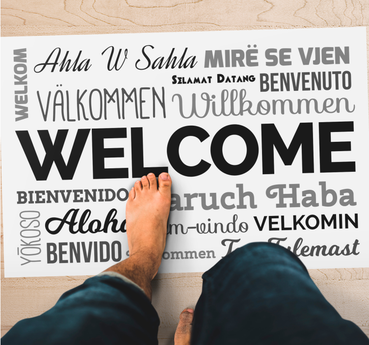 Multilingual Welcome Design entrance hall rug - TenStickers