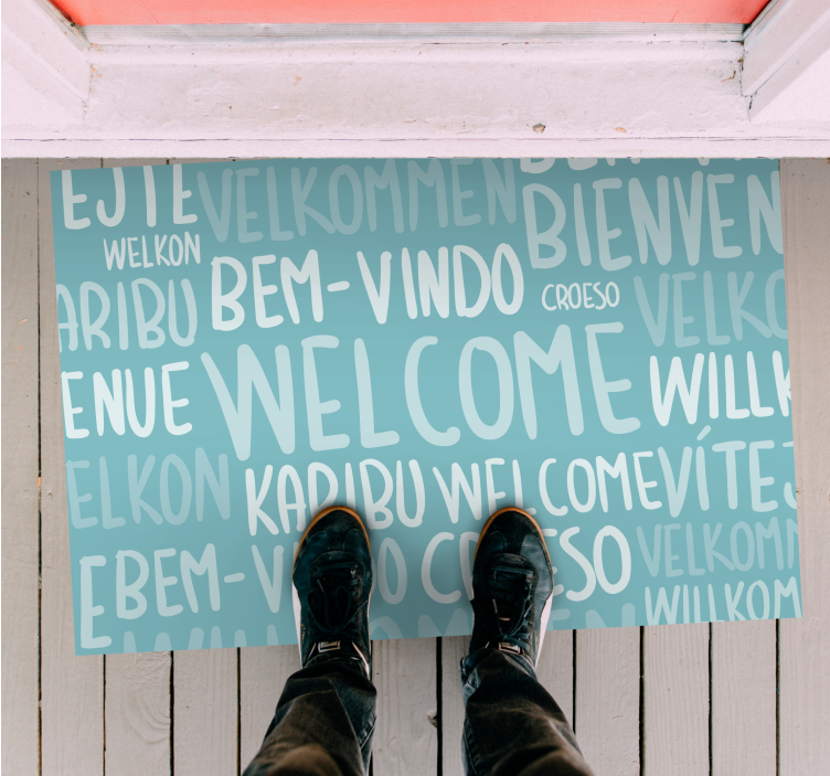 Multilingual Welcome Text quote rug - TenStickers