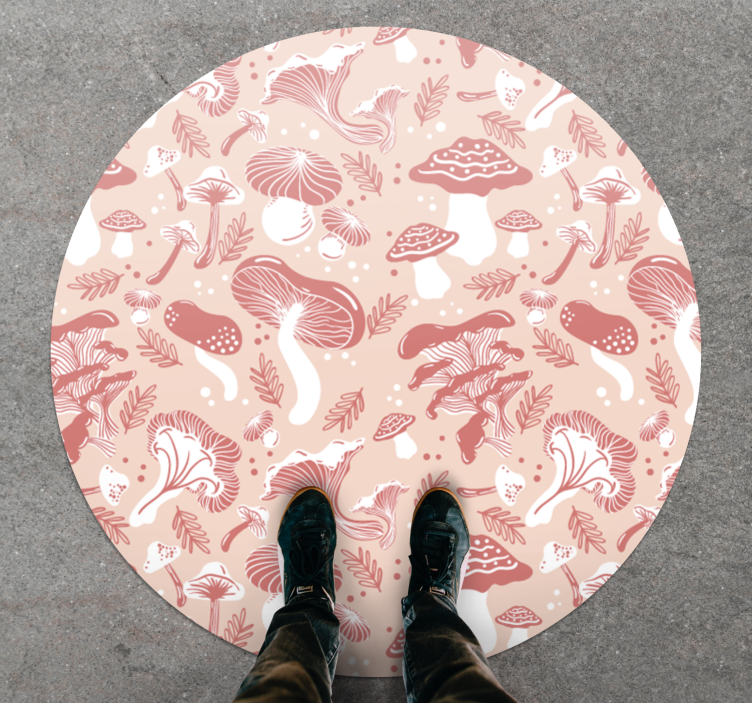 Mushroom Botanical Art circular rug - TenStickers
